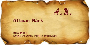 Altman Márk névjegykártya